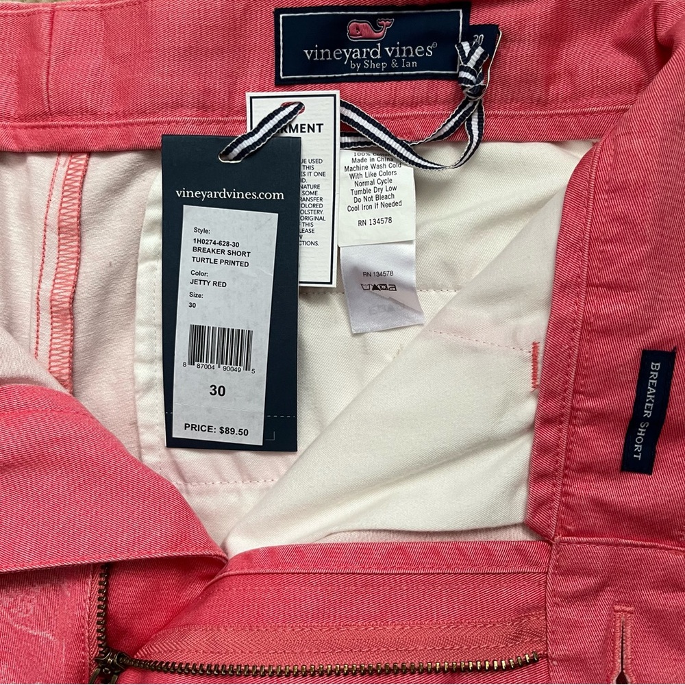 Vineyard Vines 9 Inch Breaker Shorts - Jetty Red Turtle Print - Picture 6 of 7